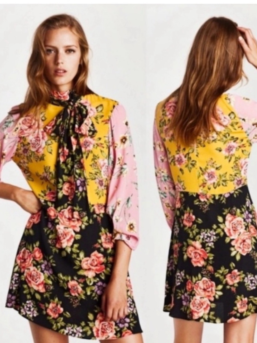 Zara Multicolored Boho Floral Dress Sz S - Picture 1 of 8